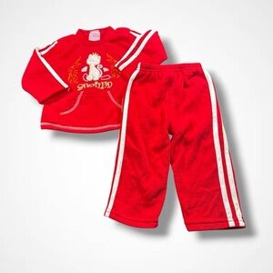 Red Mon Petit Cat Print Track Suit